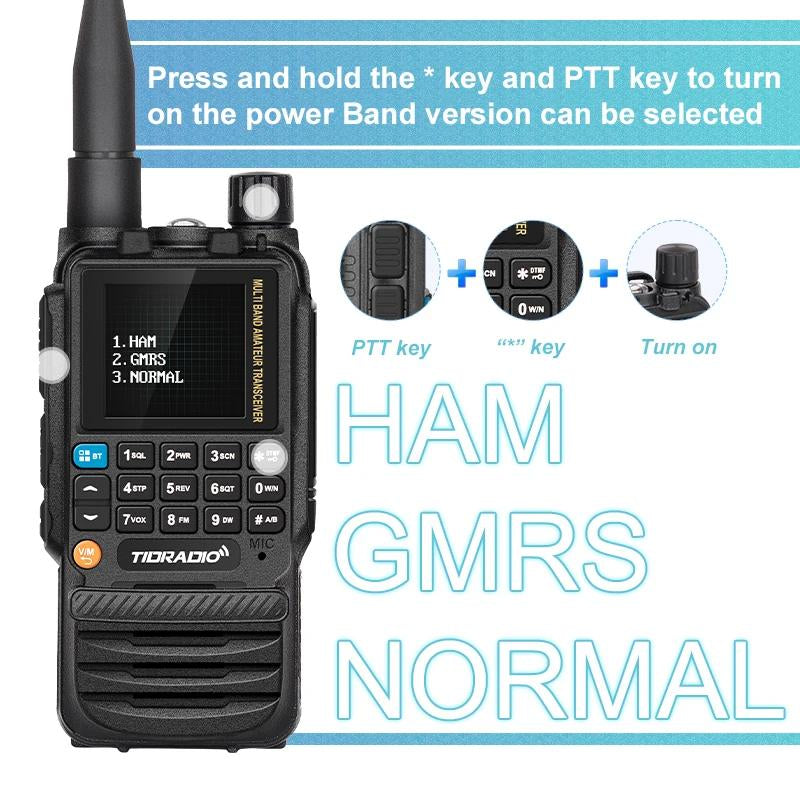 TIDRADIO TD-H3 GMRS&HAM Radio Handheld Long Range Walkie Talkie ,Wireless Programming Multi-Band Receiving Two-Way Radio,Usb-C Programming & Charging,2500Mah Battery,Am/Fm Reception,Noaa VOX SCAN