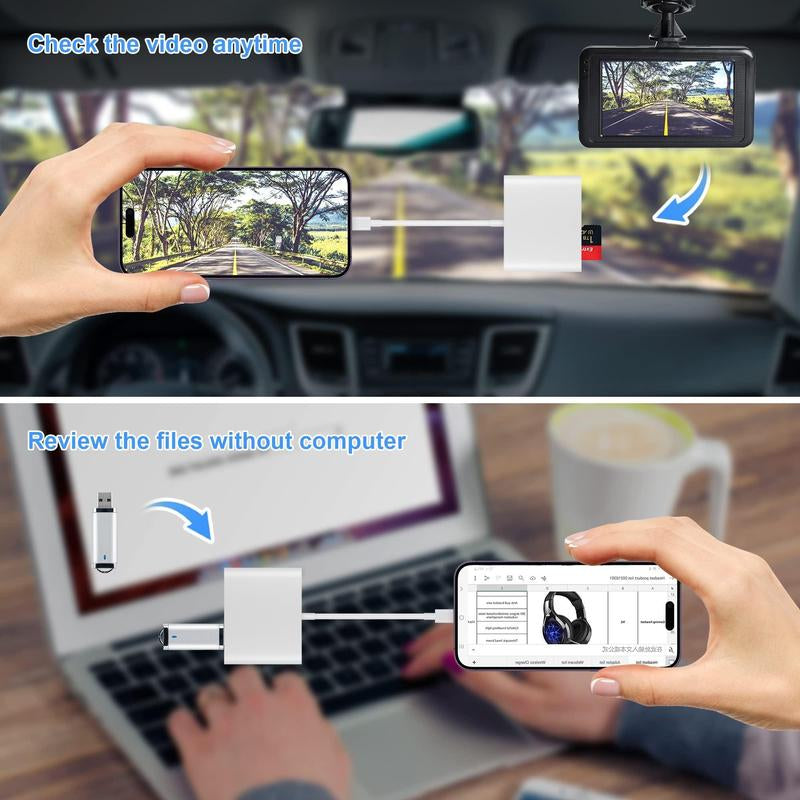 SD Card Reader for Iphone, Summer Memory Card Reader with USB Camera Adapter, Cards Reader, Plug & Play Trail Game Digital Camera SD Card Viewer Supports SD & TF Card Micro SD Card Adapter for Ipad No App Required, Phone Accessories