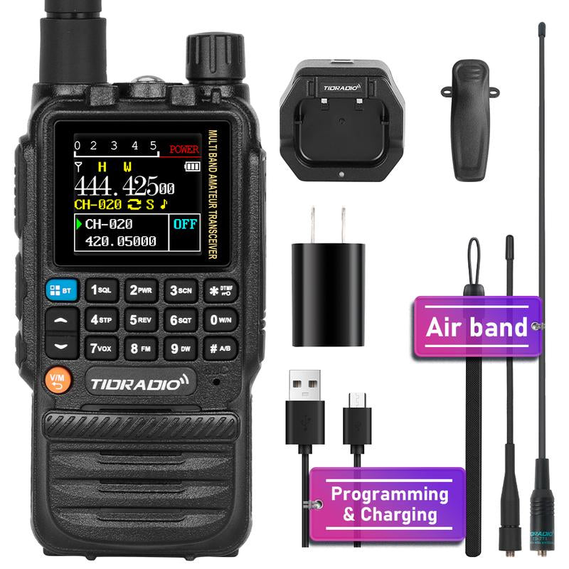 TIDRADIO TD-H3 GMRS&HAM Radio Handheld Long Range Walkie Talkie ,Wireless Programming Multi-Band Receiving Two-Way Radio,Usb-C Programming & Charging,2500Mah Battery,Am/Fm Reception,Noaa VOX SCAN