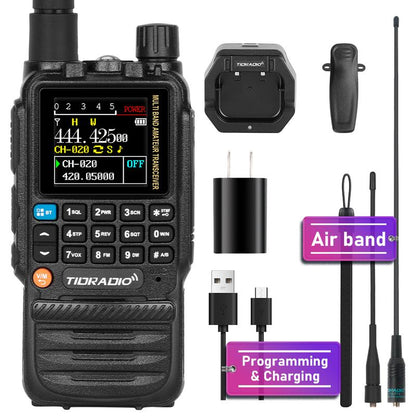 TIDRADIO TD-H3 GMRS&HAM Radio Handheld Long Range Walkie Talkie ,Wireless Programming Multi-Band Receiving Two-Way Radio,Usb-C Programming & Charging,2500Mah Battery,Am/Fm Reception,Noaa VOX SCAN